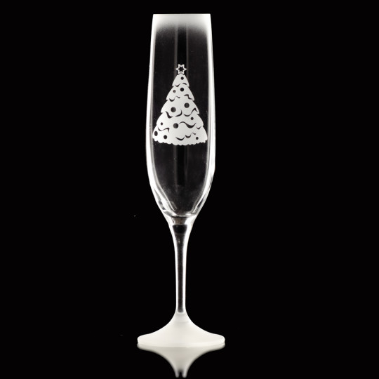Champagneglass LINDA med nyttårs og julemotiver