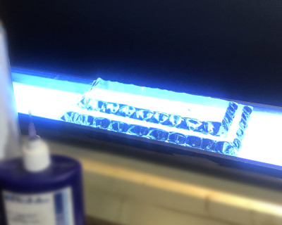 Forberedelse av stativbret, UV-liming med spesiell lim