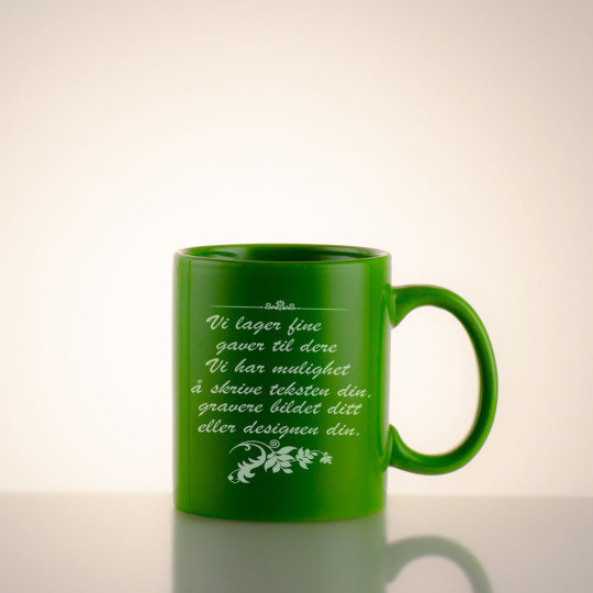 Keramisk kopp Aurora (grønn) - Tekst