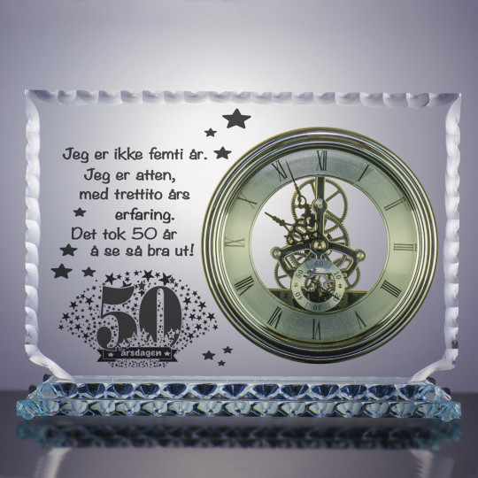 Glasstrofé stilisert klokker ORBIT - Motiv og teksten