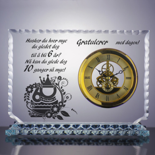 Glasstrofé stilisert klokker ORBIT - Motiv og teksten 