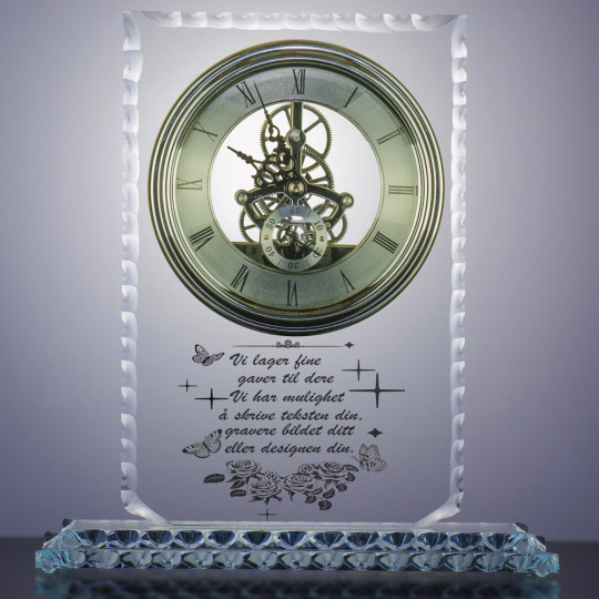 Glasstrofé stilisert klokker WAVES - Tekst
