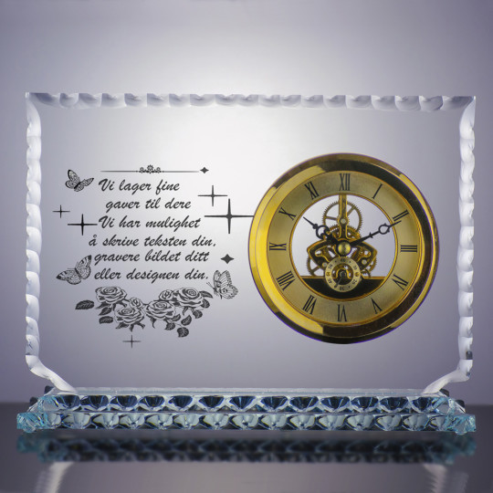 Glasstrofé stilisert klokker ORBIT - Tekst