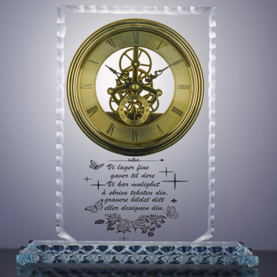 Glasstrofé stilisert klokker WAVES - Tekst